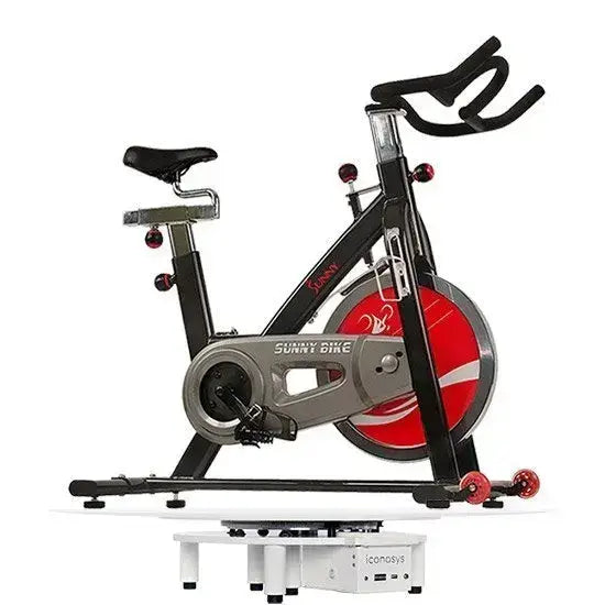 Platinum Large Heavy Duty Photography Turntable showcasing a stationary bike in 360-degree view.