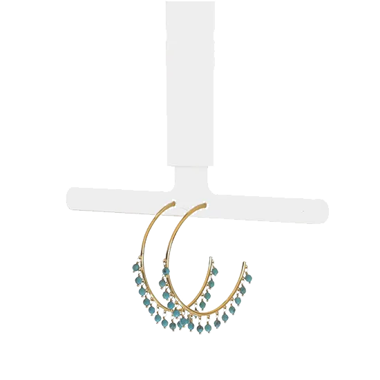 360 earring hanging kit displaying elegant gold earrings with turquoise gemstones.