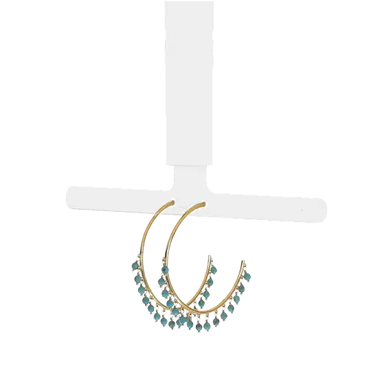 360 earring hanging kit displaying elegant gold earrings with turquoise gemstones.