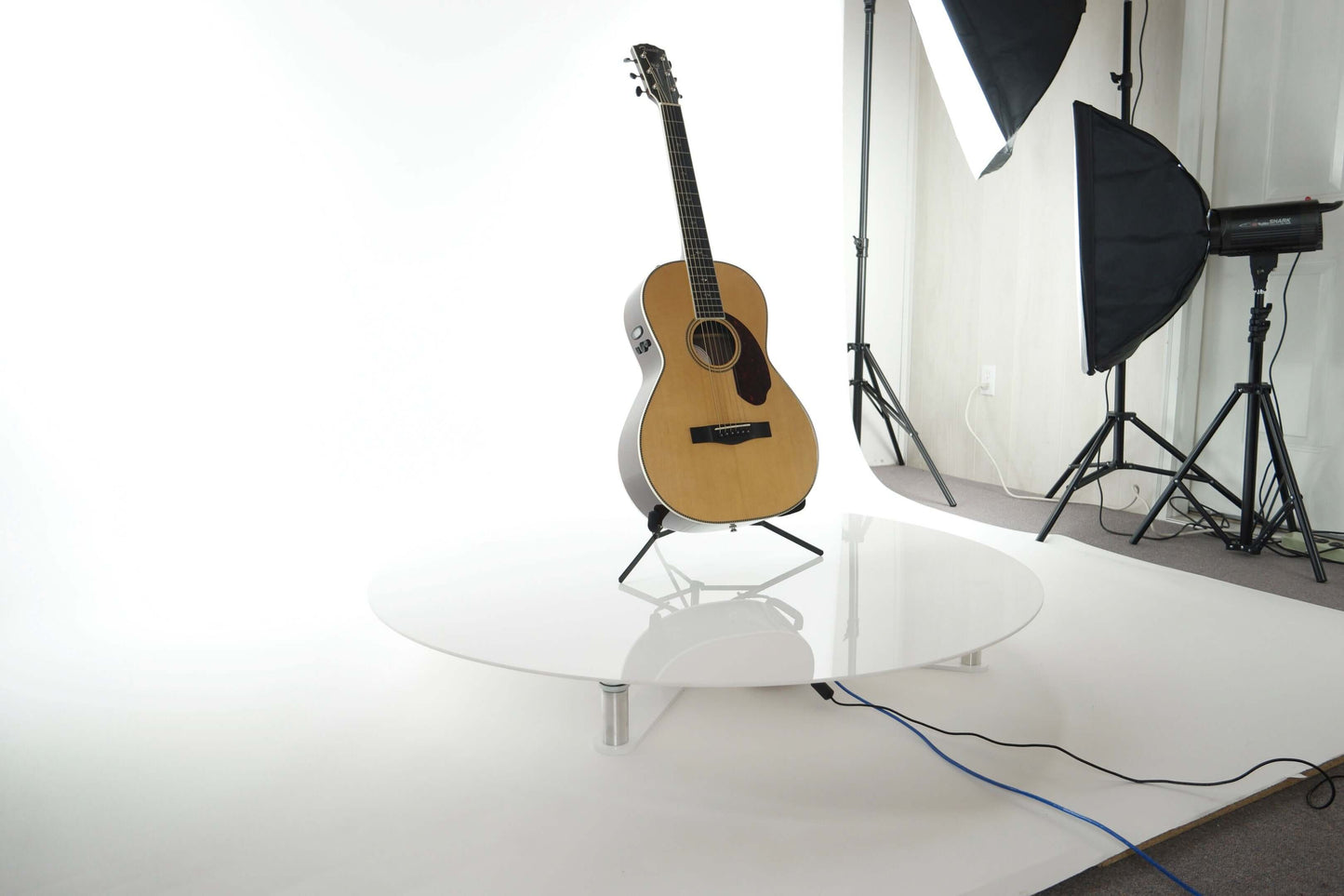 LED Light Studio or Product Photography with Guitar Setup for 360 Spin