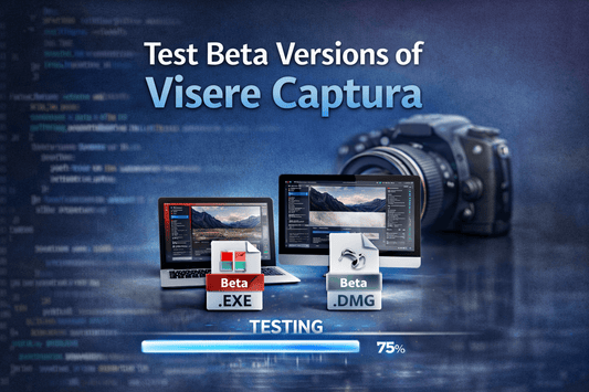 Test Beta and Previous Versions of Visere Captura with progress bar and interface images.