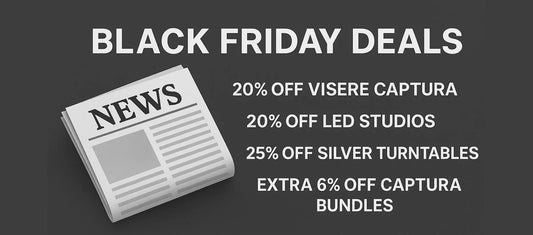 Black Friday Deals featuring discounts on Visere Captura, LED Studios, Silver Turntables, and Captura Bundles.