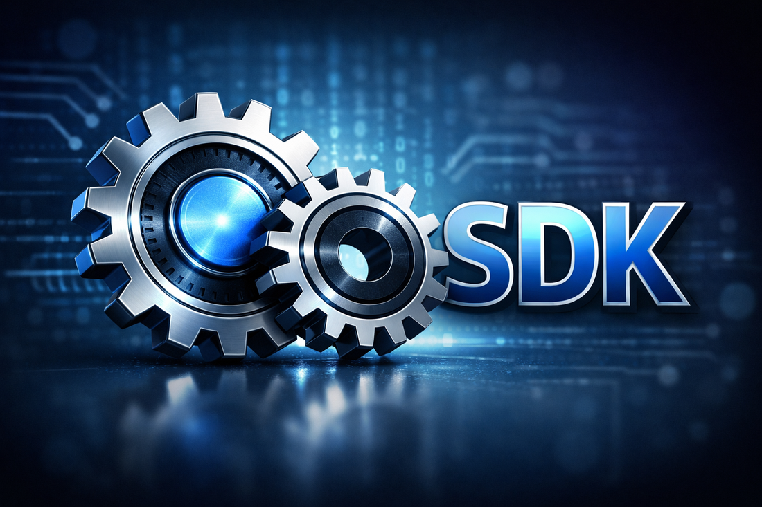 Access the Pictomic Turntables' SDKs with gears and SDK representation in a tech-themed image.