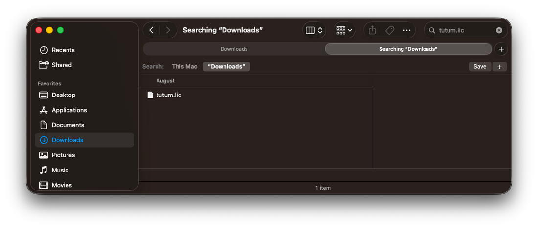Register and License Visere Captura - Image of searching downloads on a Mac interface.