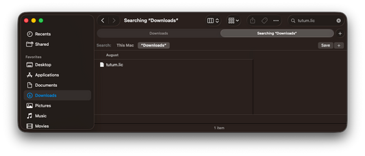 Register and License Visere Captura - Image of searching downloads on a Mac interface.