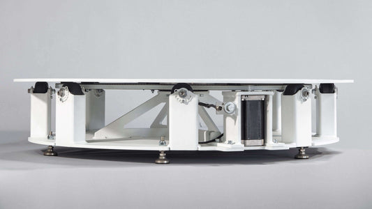 Close-up view of a 360 photography turntable, used to Troubleshoot Your 360 Photography Turntable.