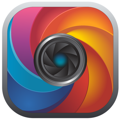 Focus stacking plugin for macro photography logo with a colorful swirl and camera lens design.